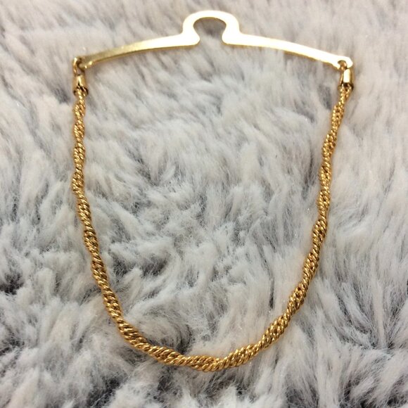 Vtg. Gold-Tone Button Hole Attachment Tie Chain with Single Rope Chain - Picture 1 of 1